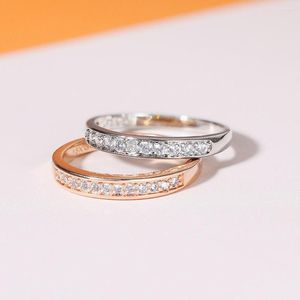 Trouwringen Klassiek Voor Vrouwen Paar 1 Rij Zirconia Eenvoudige Ronde Rose Goud Kleur Vinger Ring Verloving Mode-sieraden Geschenken