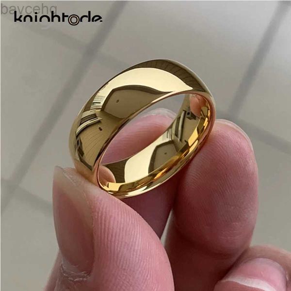 Anillos de boda Alianza de boda de color dorado clásico Anillos de Carburo de Tungsteno Mujeres Hombres Regalo de compromiso Joyería Cúpula Pulido Acabado Ajuste cómodo 24329