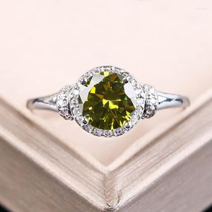 Wedding Rings Classic Green Stone For Women Exquisite Small Round Round Zirkon Crystal Female Band Gift