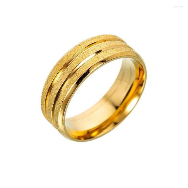 Anneaux de mariage classique simple mat 8 mm / large anneau en acier titane pour les femmes à la mode queue sable sablé bande de couleur or bijoux cadeau Dro Dhulm