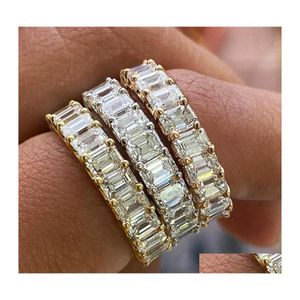 Trouwringen Klassieke mode -sieraden Top verkopen 925 Sier Rose Gold Fill Radiant Cut White Topaz CZ Diamond Party Gemstones Women BA DHTBM
