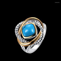 Anneaux de mariage classiques deux tons couleur or Design croisé pierres vertes naturelles pour femmes Kallaite bijoux Bague Femme LR014