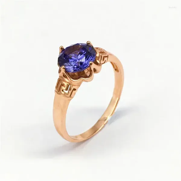 ANNALES DE MARIAGE Classiques Vintage Court Style Luxury Luxury Blue Gemstone pour femmes Copled Rose Gold Jewelry Gift