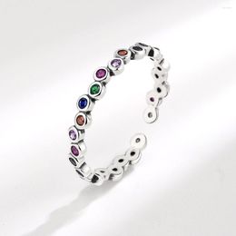 Anneaux de mariage coloré Vintage rond pour les femmes en acier inoxydable réglable couleur argent bulle bague esthétique bijoux cadeau