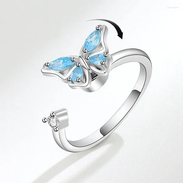 Bagues de mariage papillon créatif zircone en zircone or / argent couleur métal spinner pour femmes banquet bijoux de bijoux de bijoux