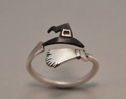 Anneaux de mariage Design créatif Halloween citrouille Spoof fantôme chapeau de sorcière balai anneau d'ouverture bijoux de mode accessoires cadeau anneau femme 230831