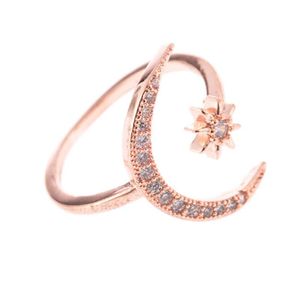 Wedding Rings Creatieve vrouwen en meisjes Fashion Ring Moon Opening Design Geschenk sieraden Mooi eenvoudig goud roze