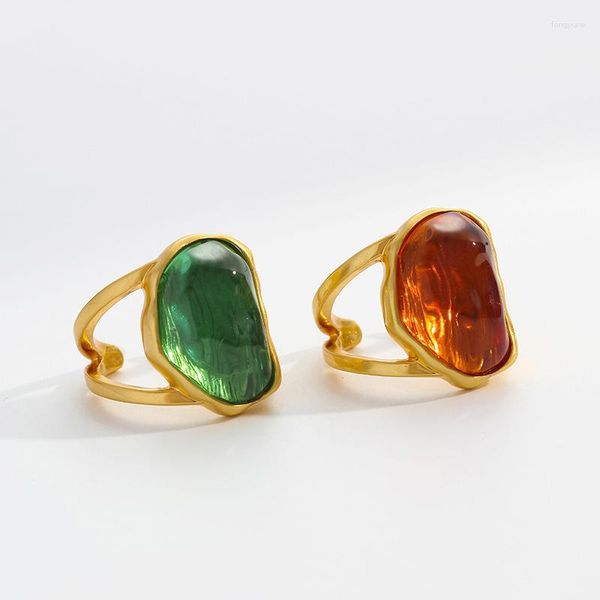 Anneaux de mariage Tendance transfrontalière Net Rouge Irrégulière Couleur Bonbon Pierre précieuse Ancien Vintage Bague Ouverte Sentiment Senior Index Doigt