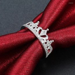 Trouwringen Kroon Kristal Zirkoon Voor Vrouwen Vol Diamanten Moissanite Gem Ingelegde Verlovingsring Sieraden