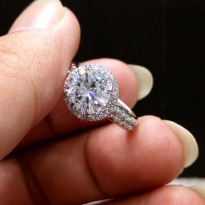 Trouwringen kristal vrouwelijke witte zirkoon stenen ring charme zilveren kleur verloving luxe bruid kleine ronde voor dameswedding