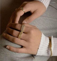 Anneaux de mariage chaîne cubaine cubique Zircon anneau couleur argent fiançailles gothique Punk creux doigt bijoux pour femmes Men9945417