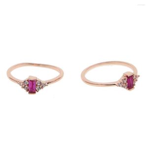 Anneaux de mariage bijoux en zircone cubique couleur or Rose cristal CZ haute qualité violet mode pour les femmes goutte bague cadeau