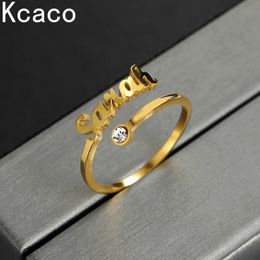 Anillos de boda Anillos con nombre de piedra de nacimiento personalizados para mujer Anillo personalizado de circón ajustable de acero inoxidable Joyería Regalos de cumpleaños únicos 231026