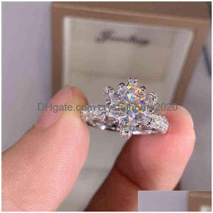 Trouwringen aangepaste naam gecertificeerd 5 karaat diamanten verlovingsring vrouwen 14K wit goud Sterling Sier bruids Moissanite ringen Weddin Dh0Vy