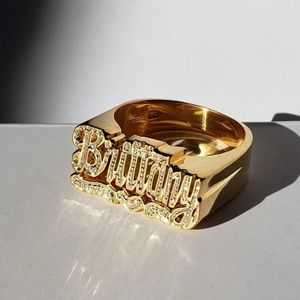 Anillos de boda Anillos personalizados diseño hecho a mano anillo con nombre personalizado para hombres regalo de Navidad Anillos iniciales 231215