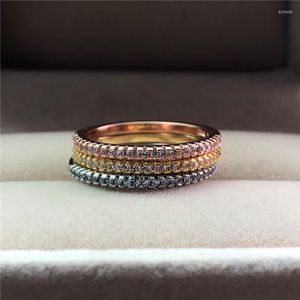 Anneaux de mariage mignon mode petit cristal pierre anneau femme couleur or bande empilable promesse amour fiançailles pour les femmes