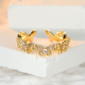 Trouwringen schattige vrouwelijke kristallen vlinder open ring boho goud zilveren kleur verloving luxe witte zirkoonsteen voor vrouwen