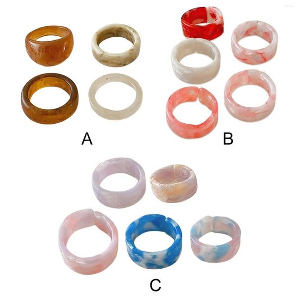 Anillos de boda Conjunto abierto de resina linda Joyería ajustable Nudillo simple Regalos de verano Color de la fruta Moda elegante para niñas adolescentes Fiesta de mujeres