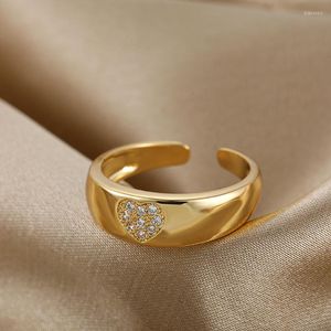 Wedding Rings Dainty Cz Stone Love Heart for Women Sieraden Fashion Gold Color Open Finger Ring Girl Bruid Gift