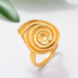 Trouwringen Ontwerp Ethiopië Morning Glory 24K Bloem Goud Kleur Voor Vrouwen Meisjes Luxe Elegante Verlovingsring Jewelry281I