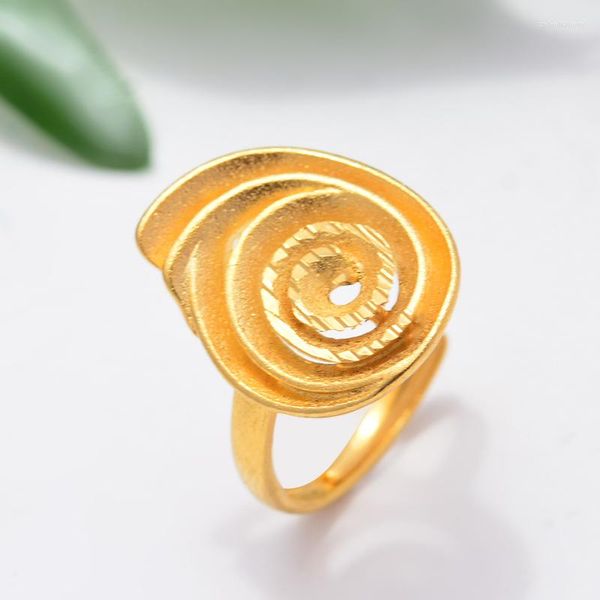 Diseño de anillos de boda Etiopía Morning Glory 24K flor Color oro para mujeres niñas lujosa elegante anillo de compromiso joyería