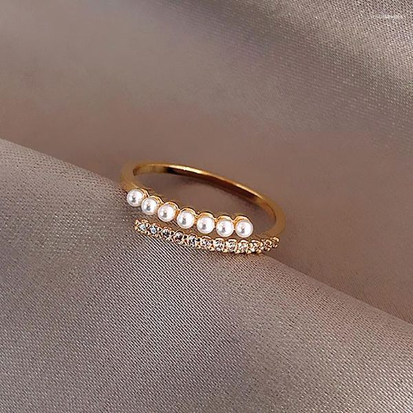 Anneaux de mariage Design perle ouvrable ajustement Simple personnalité occidentale incrusté Zircon cercle anneau pour femmes bijoux