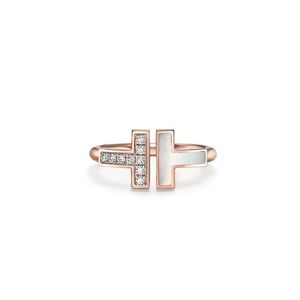 Anneaux de mariage Designer Classic Open Double T Couple Ring 925 Sterling Sier High Quality Fashion Trend Diamond Love Christma Gift Drop OTRXI
