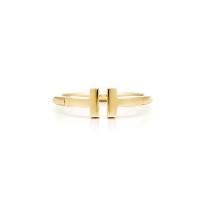 Обручальные кольца дизайнер классический открытый двойной t кольца пара 925 высококачественные модные тренды пара Diamond T Ring Ring Ring Gift Gift First Choice