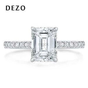 Wedding Rings Dezo 3 Carat Emerald Cut D Color Moissanite Diamond verlovingsring voor vrouwen Solid 925 Sterling Silver Wedding Sieraden 240419