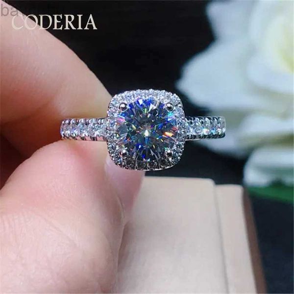 Anneaux de mariage Diamant testé Pass réel Moissanite bague d'éternité bande de fiançailles de mariage pour les femmes VVS1 brillant Halo anneaux bijoux fins 24329