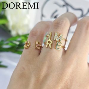 Trouwringen DOREMI Alfabet Letter Op maat verstelbaar Personaliseer Diamond Initial Cuff Ring ring Sieraden 231130