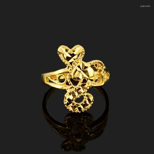 Anneaux de mariage Dubai Golden Ring 24K Or Couleur Fiançailles Mode Doigt Pour Éthiopien / Africain / Nigérian Design Cadeau