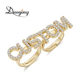 Wedding ringen duoying zirkon custom initiaal met liefde vrienden ring az alfabet brief voor cadeau vrouwen nagel 230815