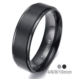 Trouwringen Eamti 46810mm Zwart Titanium Ring Man Geborstelde Band Vrouwen Engagement Zilver Kleur Bague Femme Anneau Bijoux7354618