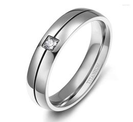 Anneaux de mariage Eamti Men Ring Titanium Blanc Cubic Zirconia Incrup