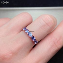 Wedding Rings Elegante prachtige vier Natural Blue Tanzanite Ring S925 Silver Natural Gemstone Ring Damesfeest Geschenk Fijne sieraden 230302