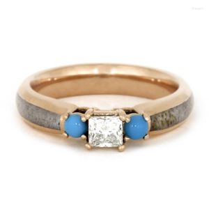 Wedding Rings Elegant Woman 1.2 CT Diamantring Natuurlijk blauw turquoise mode 18k gouden vintage verlovingsfeestje juwelen met juwelen rita22