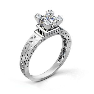 Wedding Rings Betrokkenheid voor vrouwen Rose Gold kleur Oostenrijkse kristal mode eiffeltoren zilveren sieraden cadeauwedding