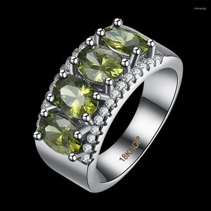 Wedding ringen verlovingsring mode sieraden groen kubieke zirkonia zilveren kleur overlay voor vrouwen maat 6 7 8 9 AR2033