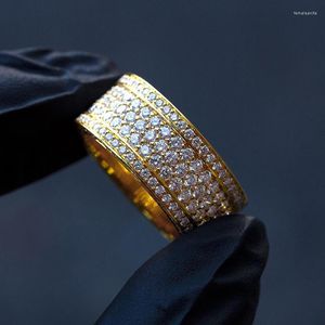 Trouwringen Eternity Bands Dames Luxe Goudkleur Geplaveid Kubieke Zirkonia Eenvoudig en elegant Vrouwelijk Jubileumsieraden