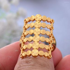 Anneaux de mariage Ethiopie Dubaï Religieux Bonne Chance Couleur Or Pour Femmes Homme Filles Tendance Bague Bijoux Fête