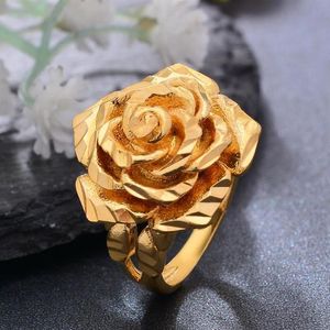 Anneaux de mariage Ethiopie Dubai Couleur Or Rose Pour Femmes Filles Fleur Simple Doigt Tendance Bague Bijoux PartyWedding252h