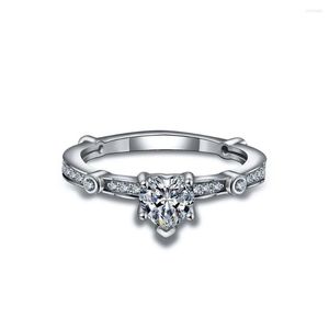 Anneaux de mariage Eudora luxe éternité bague avec coeur zircon cubique brillant pour les femmes cadeau d'anniversaire RA106Bj