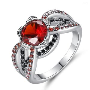 Anillos de boda Moda europea y americana Damas Temperamento rojo Ojo mágico Anillo de circón Accesorios de joyería para fiestas