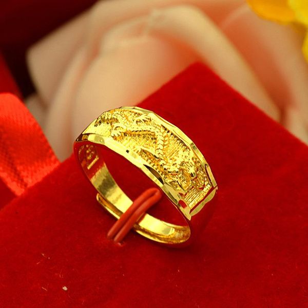 Anillos de boda Moda europea y americana Retro Hombre Mujer Parejas Anillo Dragon Phoenix Apertura Joyería ajustable