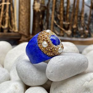 Alliances de mariage style européen et américain lapis lazuli perle incrusté bague bracelet ensemble dames personnalité bijoux simples et élégants 230712