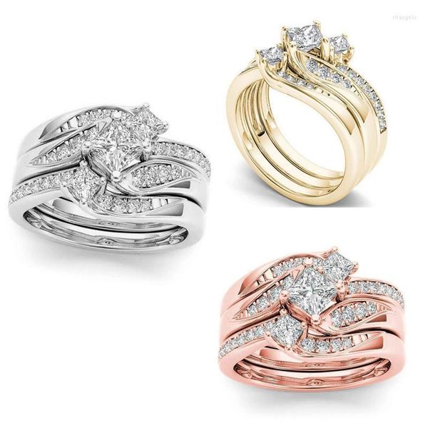 Anneaux de mariage exquis femme bague de mariée ensemble mode bande d'or bijoux promesse amour fiançailles pour les femmes taille 5-11 Rita22