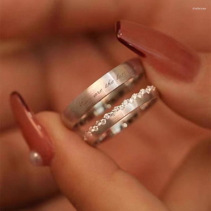 Bagues de mariage exquises simples couleurs argent couple anneau homme et femmes bijoux d'anniversaire de la Saint-Valentin