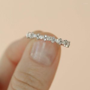 Bagues de mariage exquises empilables pour femmes, bandes de zircone cubique en cristal, bague de fiançailles, bijoux de luxe