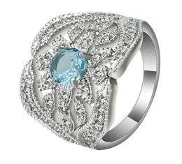 Anneaux de mariage exquis Vintage Lady Flower Sky Blue Rignestone Fomen Women Engagement Bijoux Ring6226567